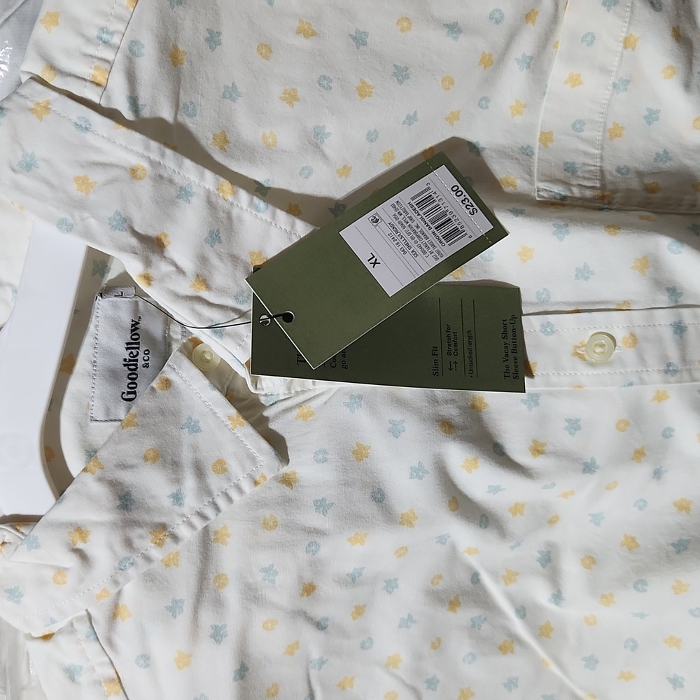 Goodfellow & Co White and Yellow Patterned Shirt - Picture 2 of 3